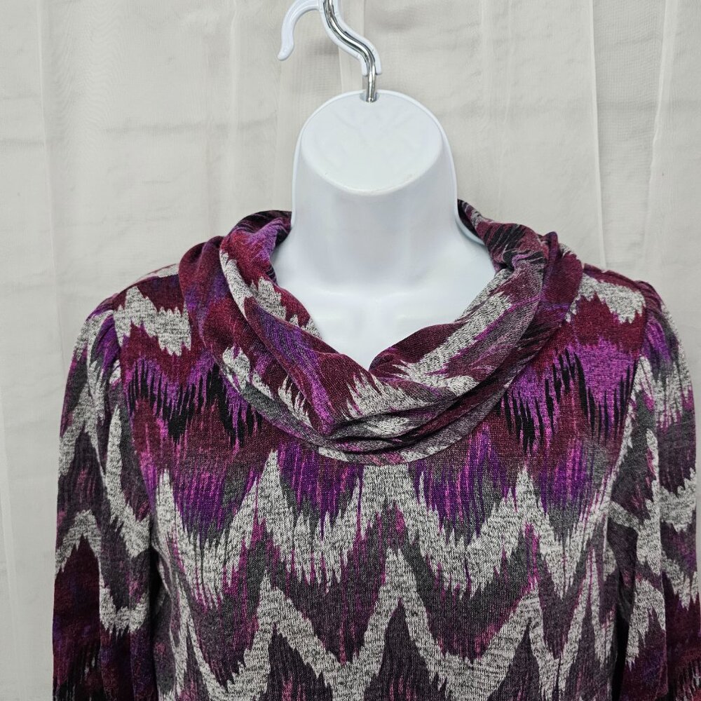 I.N. Studio Dress Knit Purple Gray Cowl Neck Grunge Retro Twee 10P - Picture 2 of 11